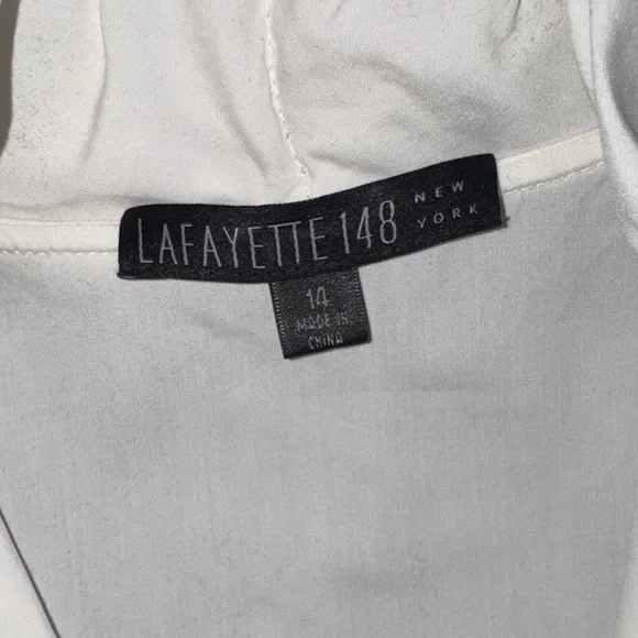 Lafayette 148 New York White Draped Tie-Front Button Down - Picture 2 of 12